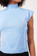 Charger le modèle 3D dans le visionneur de galerie, TOP MAILLE FEMME JACKIE BLEU