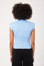 Charger le modèle 3D dans le visionneur de galerie, TOP MAILLE FEMME JACKIE BLEU