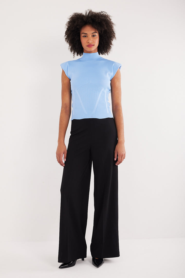PANTALON DROIT LARGE FEMME SANTURA NOIR