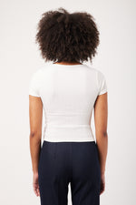 Charger le modèle 3D dans le visionneur de galerie, TOP FEMME COL CARRE CARIOKA BLANC