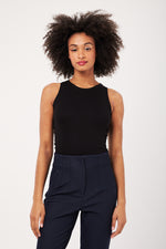 Charger le modèle 3D dans le visionneur de galerie, T-SHIRT SANS MANCHES FEMME MODE VOILA NOIR