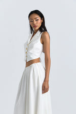 Charger le modèle 3D dans le visionneur de galerie, ENSEMBLE JUPE LONGUE ET GILET LYANNA ECRU