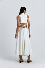 Charger le modèle 3D dans le visionneur de galerie, ENSEMBLE JUPE LONGUE ET GILET LYANNA ECRU