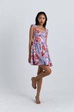 Charger le modèle 3D dans le visionneur de galerie, ROBE COTON AURORE IMPRIME FLORAL FOND MAUVE