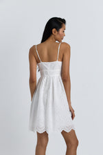 Charger le modèle 3D dans le visionneur de galerie, ROBE BRODERIE ANGLAISE LYSIANE BLANCHE