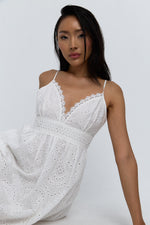 Charger le modèle 3D dans le visionneur de galerie, ROBE BRODERIE ANGLAISE LYSIANE BLANCHE