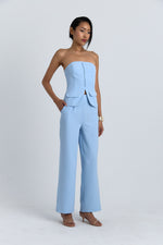 Charger le modèle 3D dans le visionneur de galerie, ENSEMBLE PANTALON ET BUSTIER AVELINE BABY BLUE