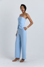 Charger le modèle 3D dans le visionneur de galerie, ENSEMBLE PANTALON ET BUSTIER AVELINE BABY BLUE