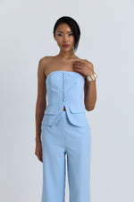 Charger le modèle 3D dans le visionneur de galerie, ENSEMBLE PANTALON ET BUSTIER AVELINE BABY BLUE