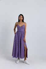 Charger le modèle 3D dans le visionneur de galerie, ROBE A POIS LONGUE TALIA VIOLET