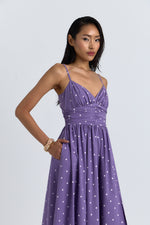 Charger le modèle 3D dans le visionneur de galerie, ROBE A POIS LONGUE TALIA VIOLET