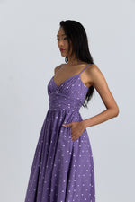 Charger le modèle 3D dans le visionneur de galerie, ROBE A POIS LONGUE TALIA VIOLET