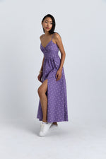 Charger le modèle 3D dans le visionneur de galerie, ROBE A POIS LONGUE TALIA VIOLET