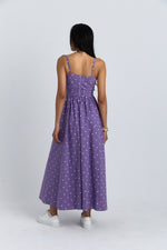 Charger le modèle 3D dans le visionneur de galerie, ROBE A POIS LONGUE TALIA VIOLET