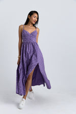 Charger le modèle 3D dans le visionneur de galerie, ROBE A POIS LONGUE TALIA VIOLET