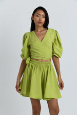 Charger le modèle 3D dans le visionneur de galerie, ENSEMBLE CACHE COEUR ET SHORT LIVA VERT PISTACHE