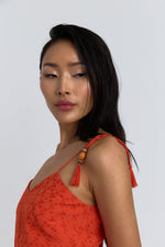 Charger le modèle 3D dans le visionneur de galerie, ROBE BRODERIE ANGLAISE AUBELA ORANGE