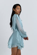 Charger le modèle 3D dans le visionneur de galerie, ROBE LUMINEUSE EN SATIN SANA