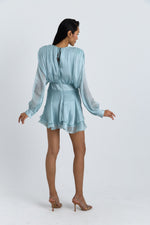 Charger le modèle 3D dans le visionneur de galerie, ROBE LUMINEUSE EN SATIN SANA