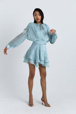 Charger le modèle 3D dans le visionneur de galerie, ROBE LUMINEUSE EN SATIN SANA