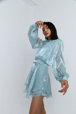 Charger le modèle 3D dans le visionneur de galerie, ROBE LUMINEUSE EN SATIN SANA