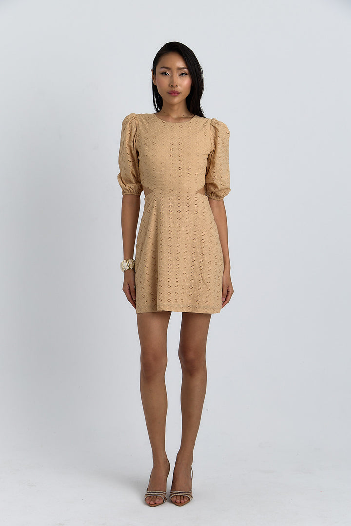 ROBE BRODERIE ANGLAISE SABLONNE BEIGE