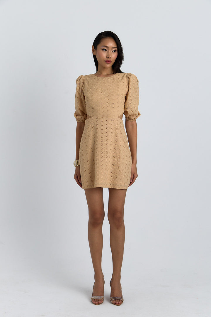 ROBE BRODERIE ANGLAISE SABLONNE BEIGE