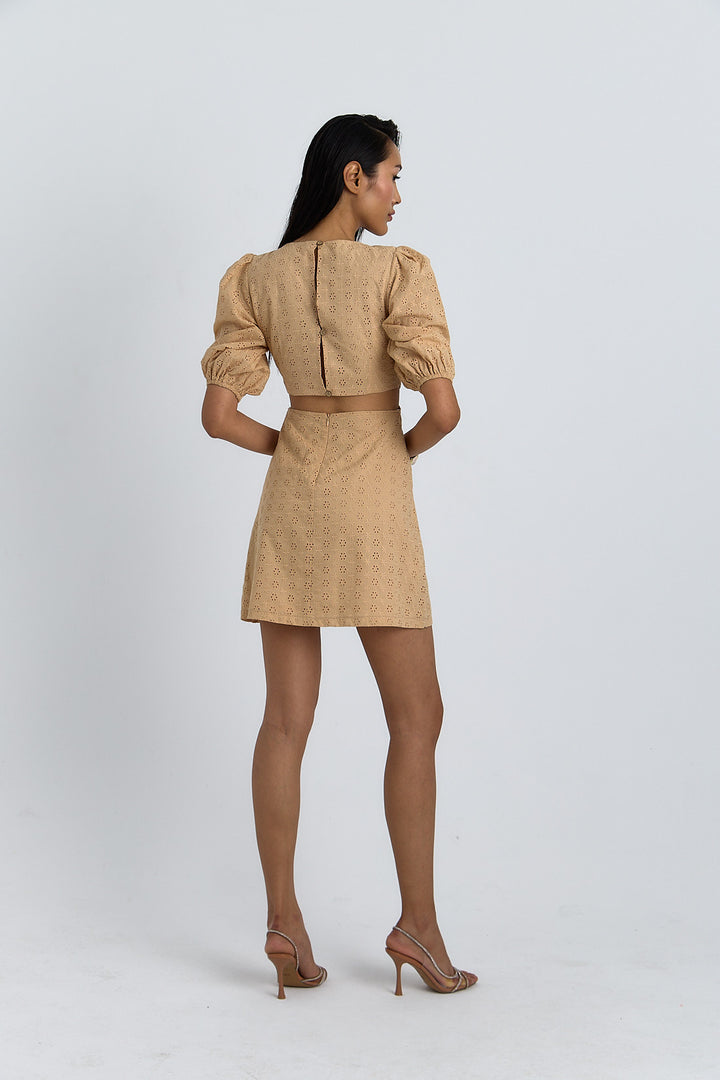 ROBE BRODERIE ANGLAISE SABLONNE BEIGE