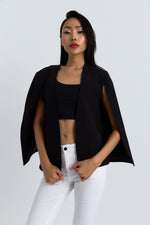 Charger le modèle 3D dans le visionneur de galerie, VESTE CAPE DOUBLEE ALYA NOIR