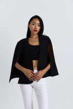 Charger le modèle 3D dans le visionneur de galerie, VESTE CAPE DOUBLEE ALYA NOIR