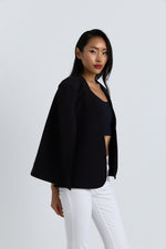 Charger le modèle 3D dans le visionneur de galerie, VESTE CAPE DOUBLEE ALYA NOIR