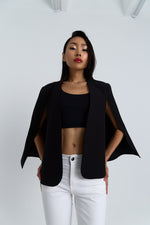 Charger le modèle 3D dans le visionneur de galerie, VESTE CAPE DOUBLEE ALYA NOIR