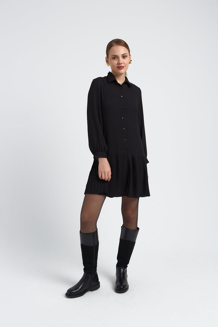 ROBE CHEMISE AVEC FOND DE ROBE AMOVIBLE ELLA NOIR