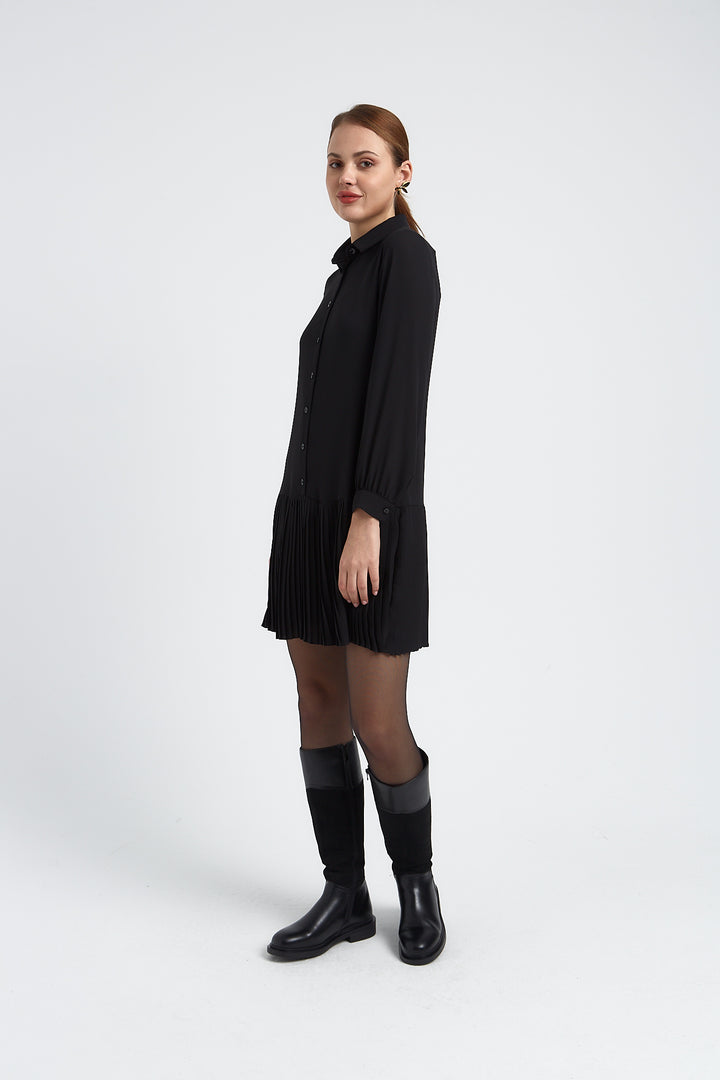 ROBE CHEMISE AVEC FOND DE ROBE AMOVIBLE ELLA NOIR