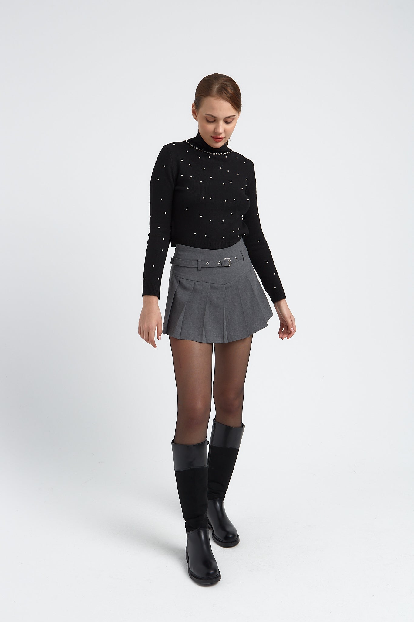 JUPE SHORT PAULINE GRIS