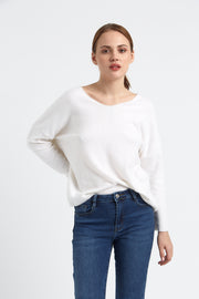 PULL LEGER FEMME V MELANGE DE LAINE CLAUDIA IVOIRE