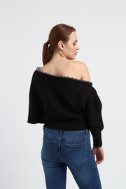 PULL FEMME COL BATEAU PERLES ALBA REGLISSE