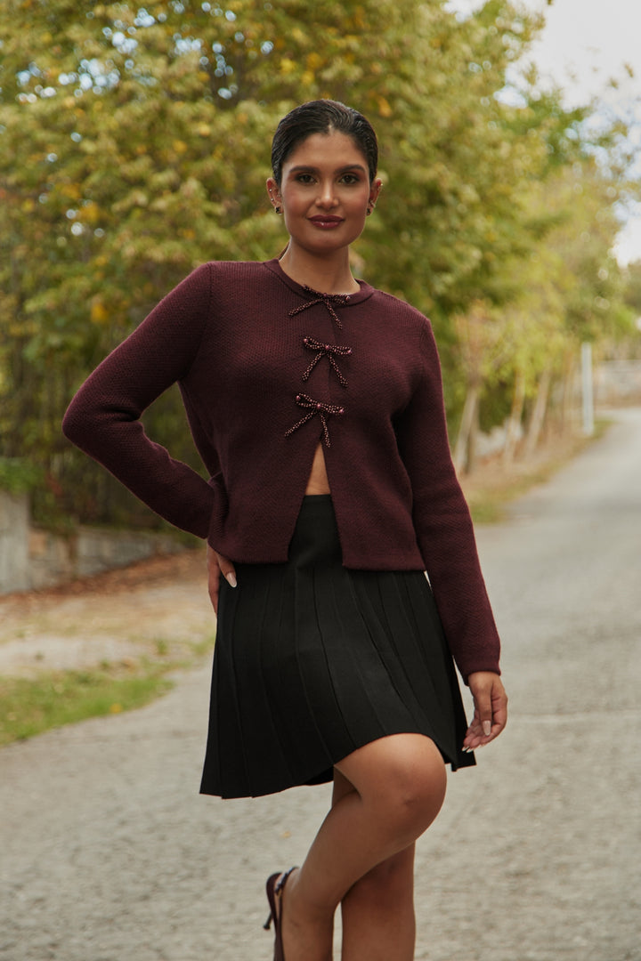 JUPE MAILLE PLISSEE ZYA NOIR