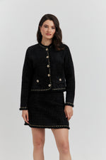 Charger le modèle 3D dans le visionneur de galerie, ENSEMBLE ELYA VESTE/GILET ET JUPE NOIR
