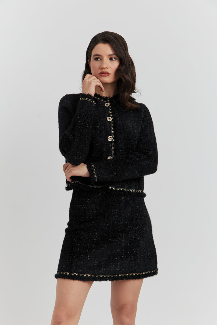 ENSEMBLE ELYA VESTE/GILET ET JUPE NOIR