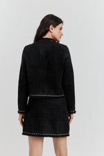 Charger le modèle 3D dans le visionneur de galerie, ENSEMBLE ELYA VESTE/GILET ET JUPE NOIR
