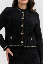 Charger le modèle 3D dans le visionneur de galerie, ENSEMBLE ELYA VESTE/GILET ET JUPE NOIR
