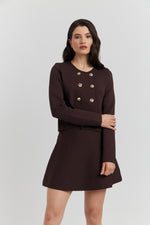 Charger le modèle 3D dans le visionneur de galerie, ENSEMBLE ORLISSA VESTE/GILET ET JUPE CHOCOLAT
