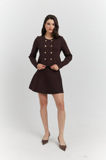 Charger le modèle 3D dans le visionneur de galerie, ENSEMBLE ORLISSA VESTE/GILET ET JUPE CHOCOLAT
