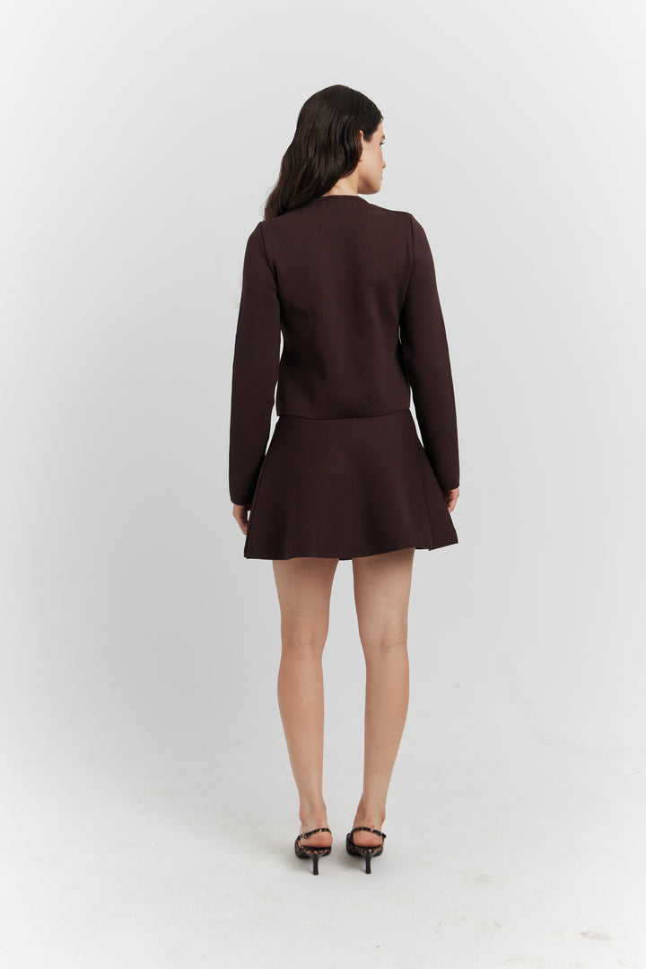 ENSEMBLE ORLISSA VESTE/GILET ET JUPE CHOCOLAT