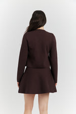 Charger le modèle 3D dans le visionneur de galerie, ENSEMBLE ORLISSA VESTE/GILET ET JUPE CHOCOLAT

