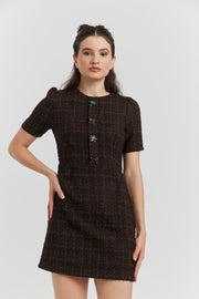 ROBE MIREA TWEED BIJOUX CHOCO