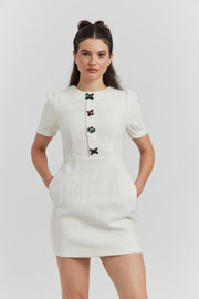 ROBE MIREA TWEED BIJOUX ECRU