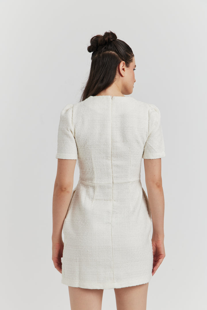 ROBE MIREA TWEED BIJOUX ECRU