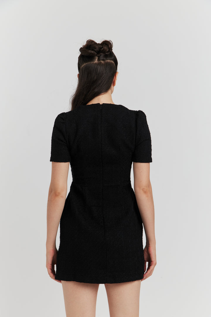 ROBE MIREA TWEED BIJOUX NOIR